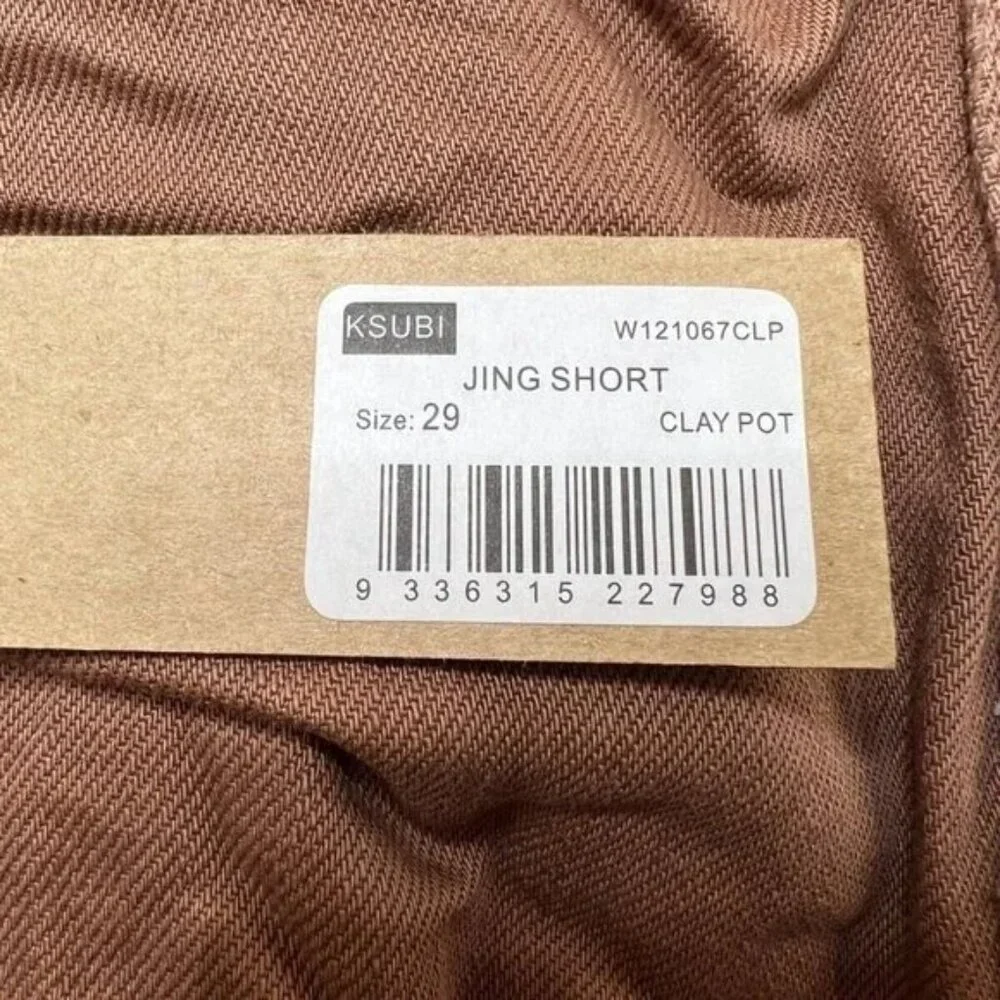 NWT KSUBI Jing Raw Hem Shorts Brown Fit: Low Rise Decorated side slit 29w Mauve